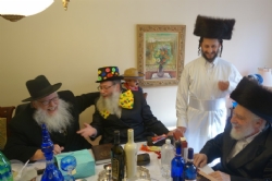 Harav Moshe Abramowitz of Worcester, Massachusetts, Liska Rebbe; Harav Sholem Chaim Friedlander, son of Liska Rebbe, Reb  Elimelech Katz, son in law of Liska Rebbe, Moshe Abramowit