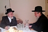 Liska Rebbe, Rav Tzvi Hersh Friedlander Shlita with Rav Moshe Yitzchok Fisher, rov of Khal Bais Yeshaya and rosh yeshiva of Yeshiva Derech Hatalmud in Flatbush at wedding