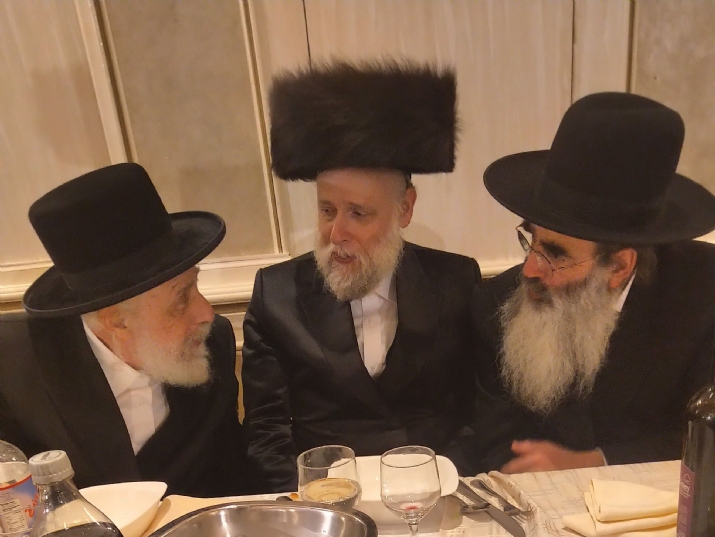 At the Koegel--Waldman Wedding  Left to Right: Liska Rebbe, Rabbi Chaim Waldman, Dean, Elyon Seminary, Rabbi Shimon Moshe Luria, Ruv of Ohr Yechezkel, Lakewood , , , ezra friedlander